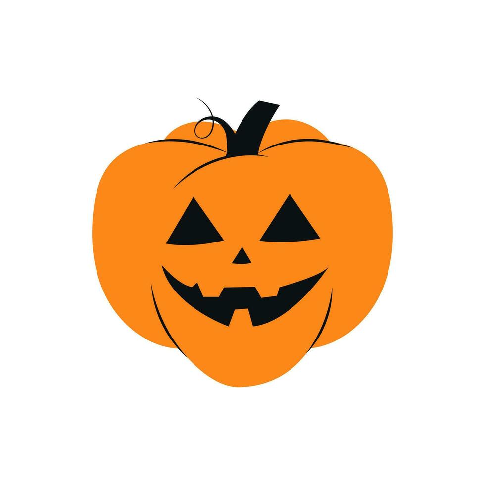 icono de calabaza de Halloween. vector. símbolo de otoño. diseño plano. calabaza aterradora de halloween con sonrisa, cara feliz. silueta de calabaza naranja aislada sobre fondo blanco. ilustración colorida de dibujos animados. vector