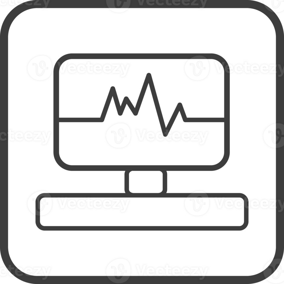 electrocardiogram icon in thin line black square frames. png