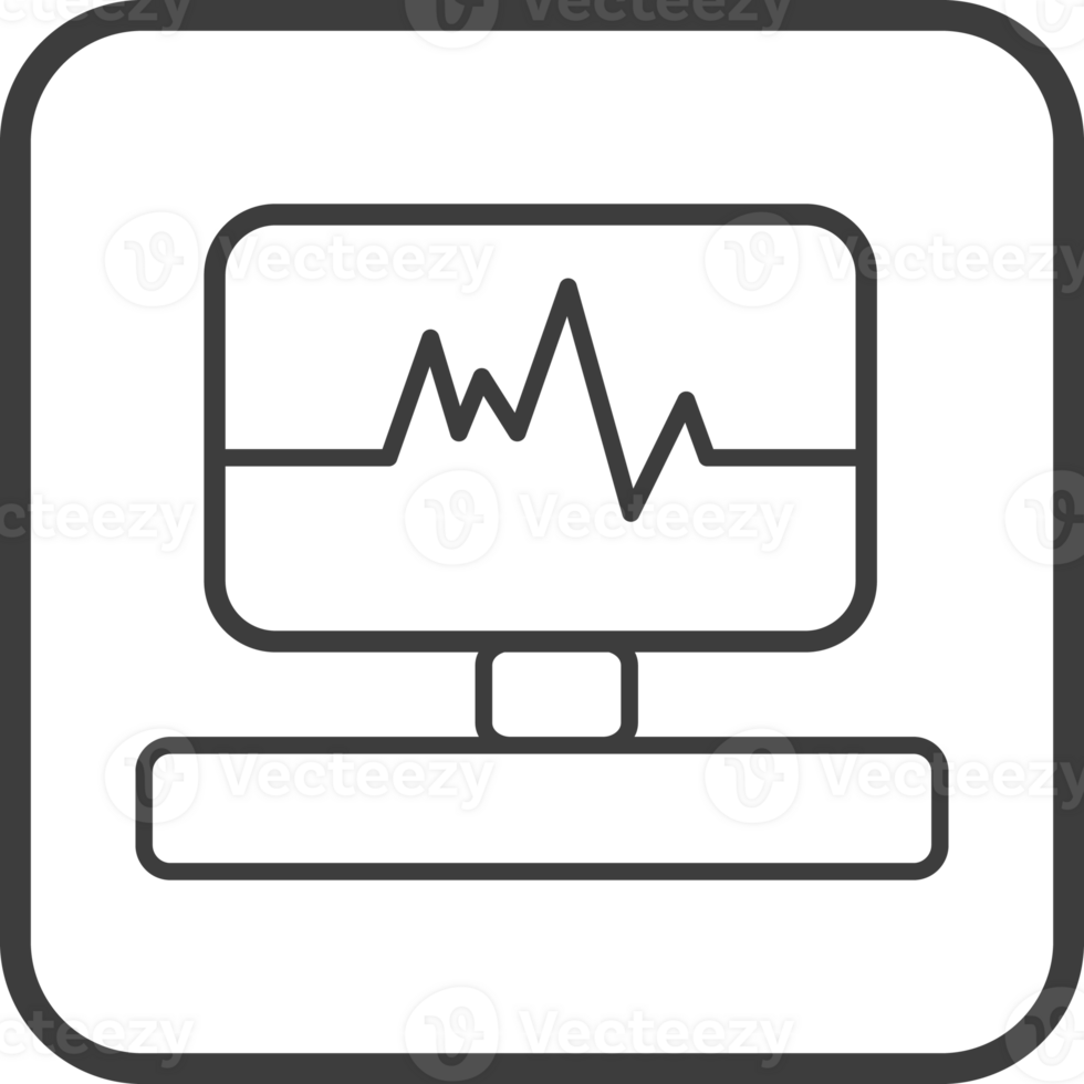 elettrocardiogramma icona nel magro linea nero piazza cornici. png