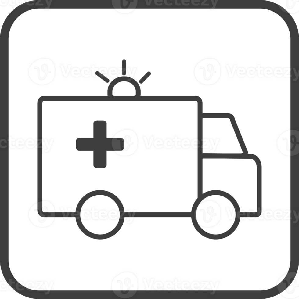 ambulance icon in thin line black square frames. png