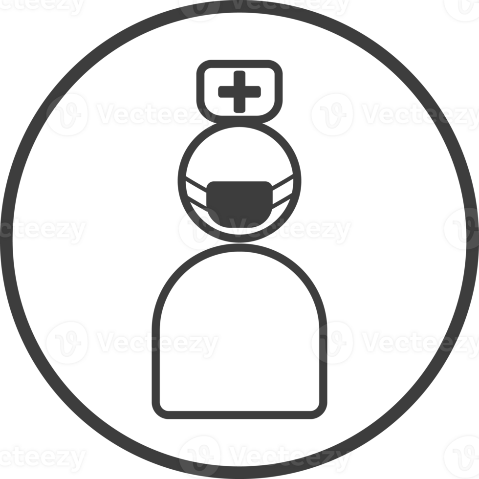nurse icon in thin line black circle frames. png
