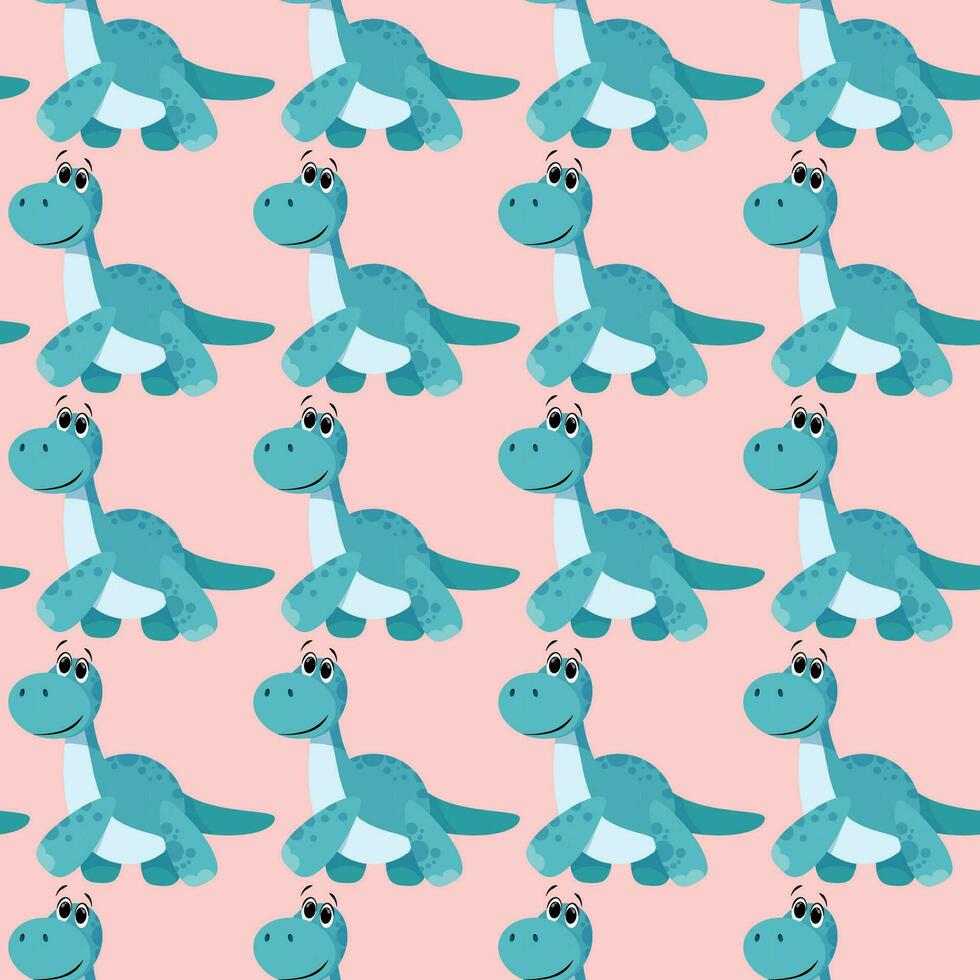 Blue dinosaur seamless baby pattern vector