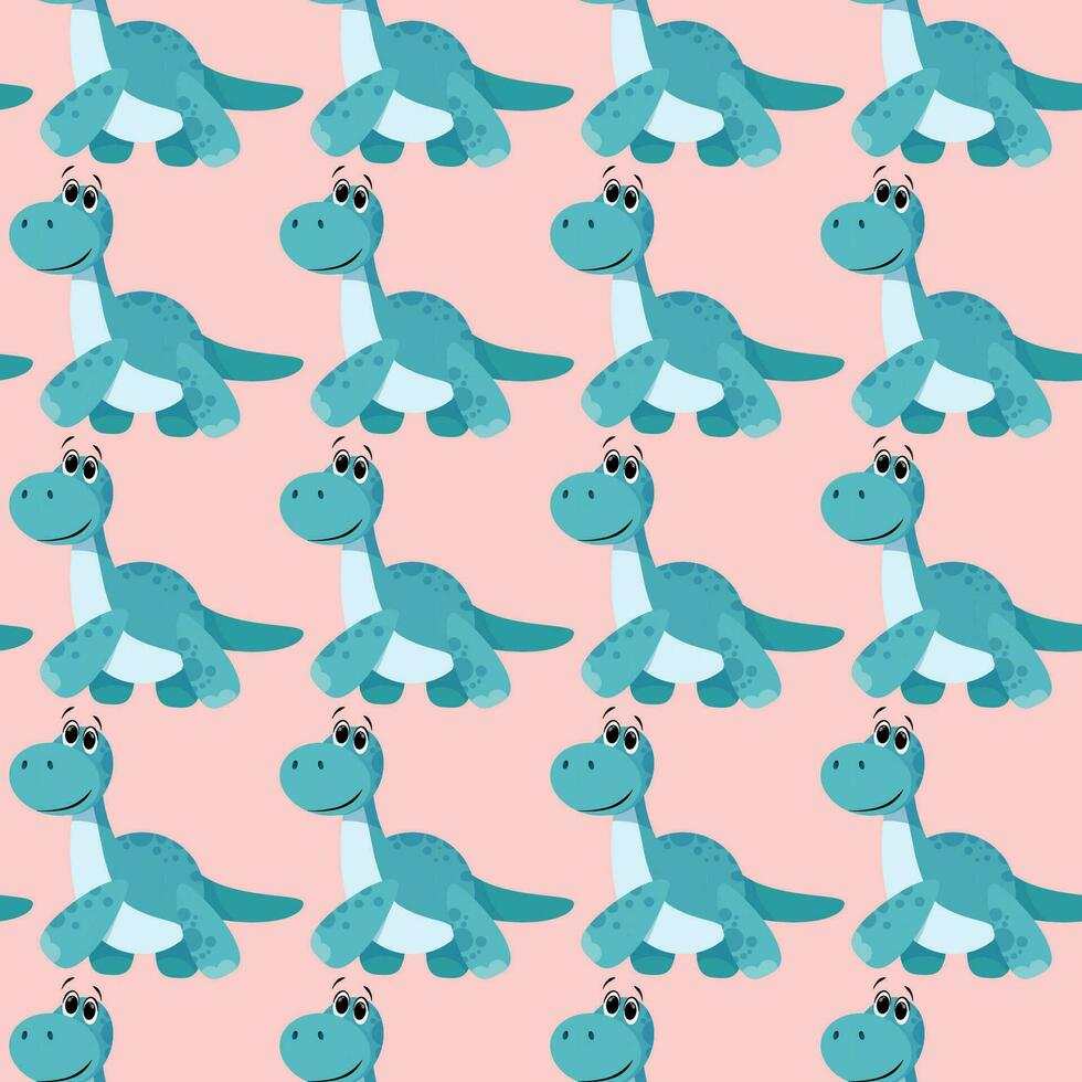 Blue dinosaur seamless baby pattern vector