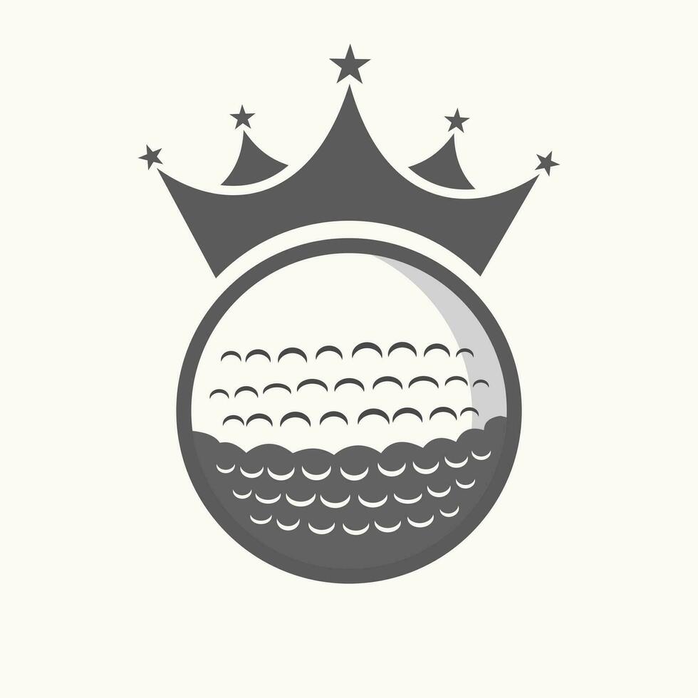 Golf Logo Design Concept With Crown Icon. Hockey Winner Symbol vector