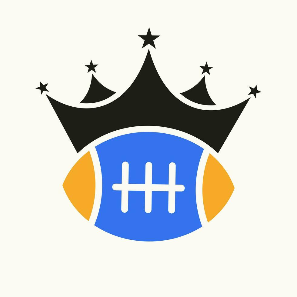 Rugby Logo Design Concept With Crown Icon. Rugby Winner Symbol vector