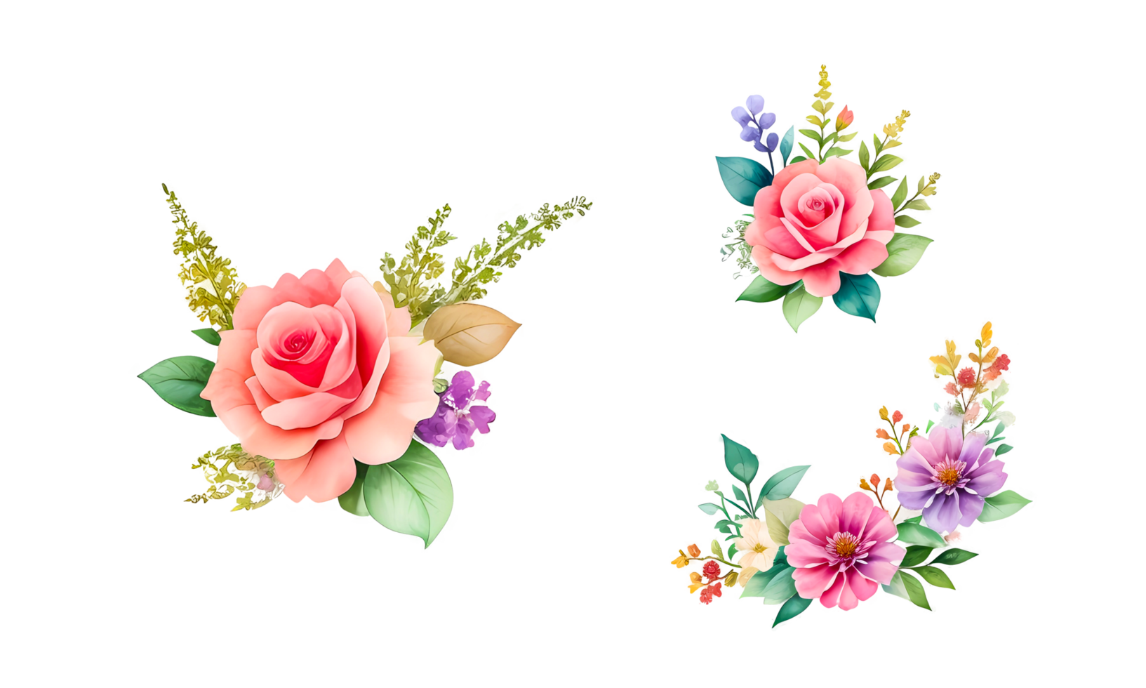 acuarela flor conjunto realista ilustraciones para sencillo y elegante nupcial diseños, fondo de pantalla, saludos, fondos de pantalla, moda, ai generativo png