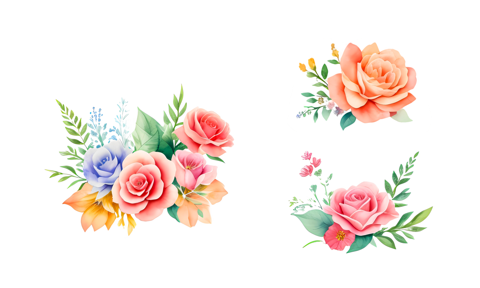 vattenfärg blomma uppsättning realistisk illustrationer för enkel och elegant brud- mönster, tapet, hälsningar, tapeter, mode, ai generativ png