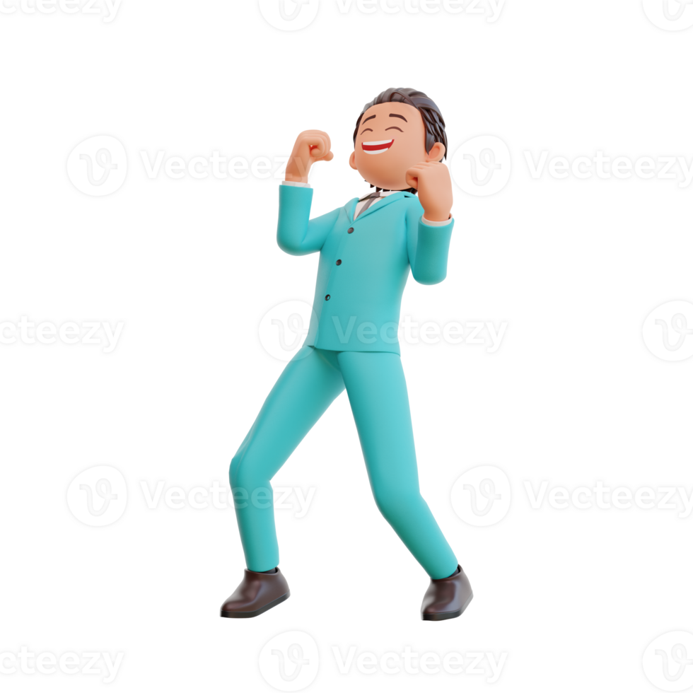 3d rendered businessman happy jump png