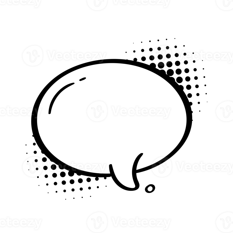 Comic speech dialogue on halftone shadow. Empty shout text box. png