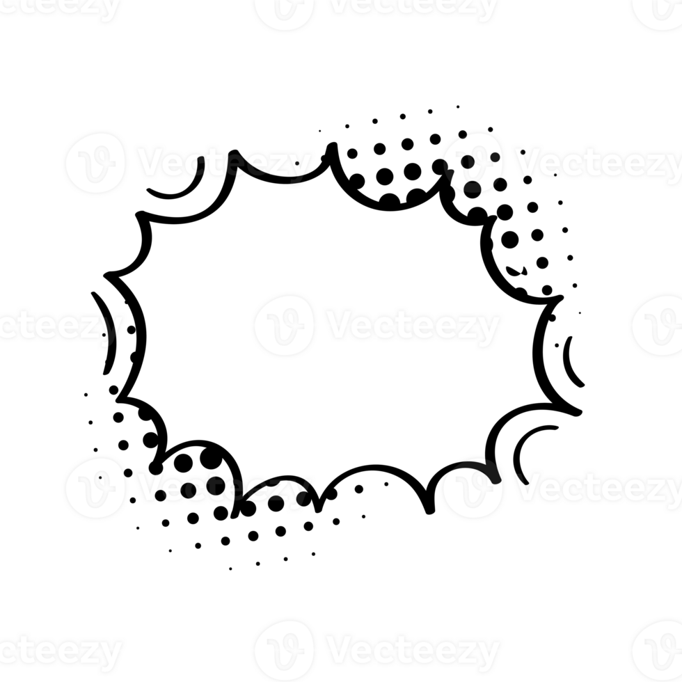 Comic speech dialogue on halftone shadow. Empty shout text box. png
