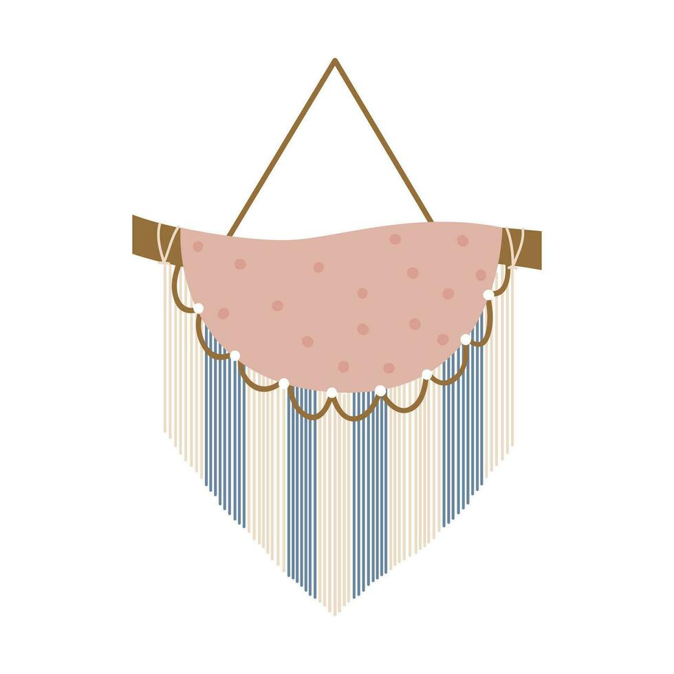 Handmade Macrame Wall Hanging Design Illustration. Macrame Wall Hangings Of Elegant Handmade Home Decoration Made Of Cotton Cord Isolated In White vector