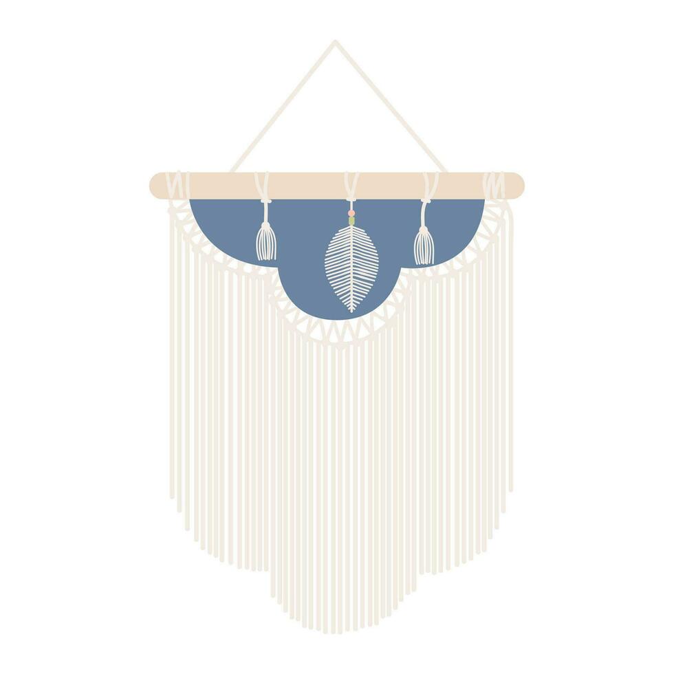 Handmade Macrame Wall Hanging Design Illustration. Macrame Wall Hangings Of Elegant Handmade Home Decoration Made Of Cotton Cord Isolated In White vector