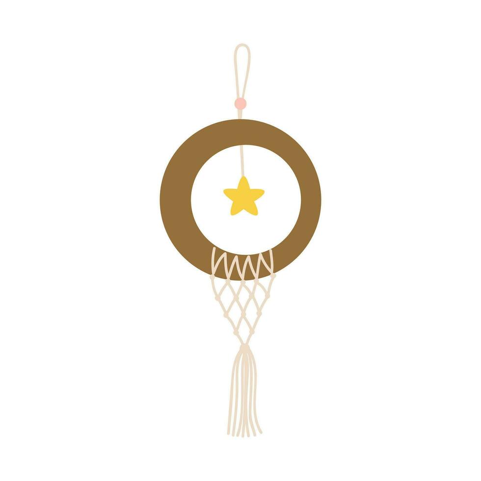 Handmade Macrame Wall Hanging Design Illustration. Macrame Wall Hangings Of Elegant Handmade Home Decoration Made Of Cotton Cord Isolated In White vector