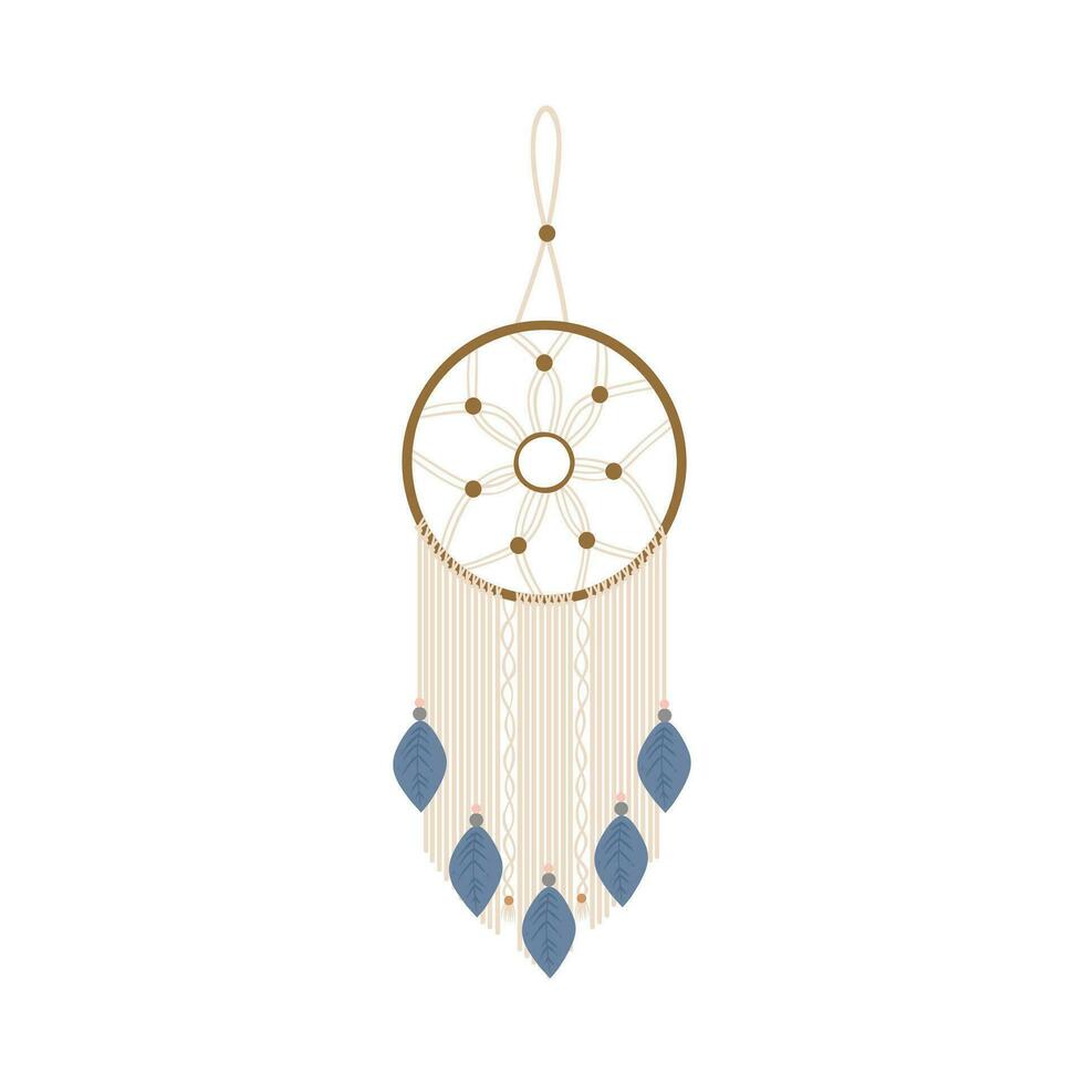 Handmade Macrame Wall Hanging Design Illustration. Macrame Wall Hangings Of Elegant Handmade Home Decoration Made Of Cotton Cord Isolated In White vector
