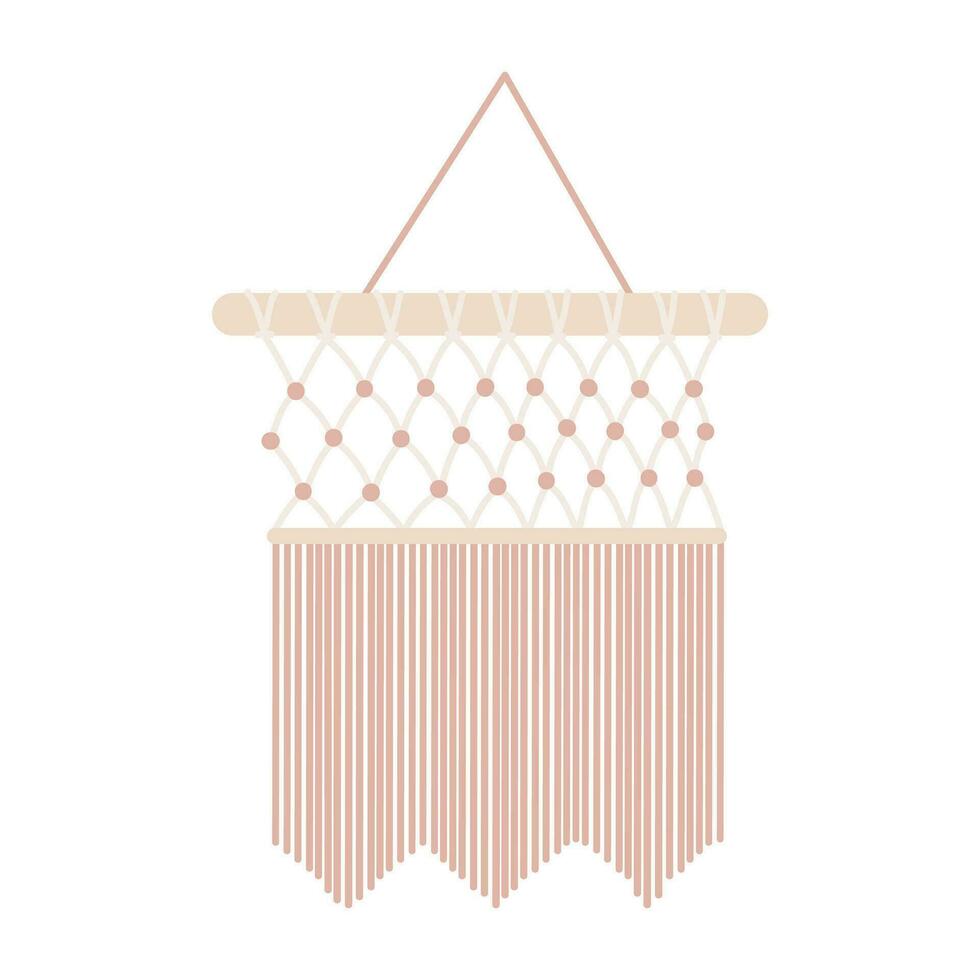 Handmade Macrame Wall Hanging Design Illustration. Macrame Wall Hangings Of Elegant Handmade Home Decoration Made Of Cotton Cord Isolated In White vector