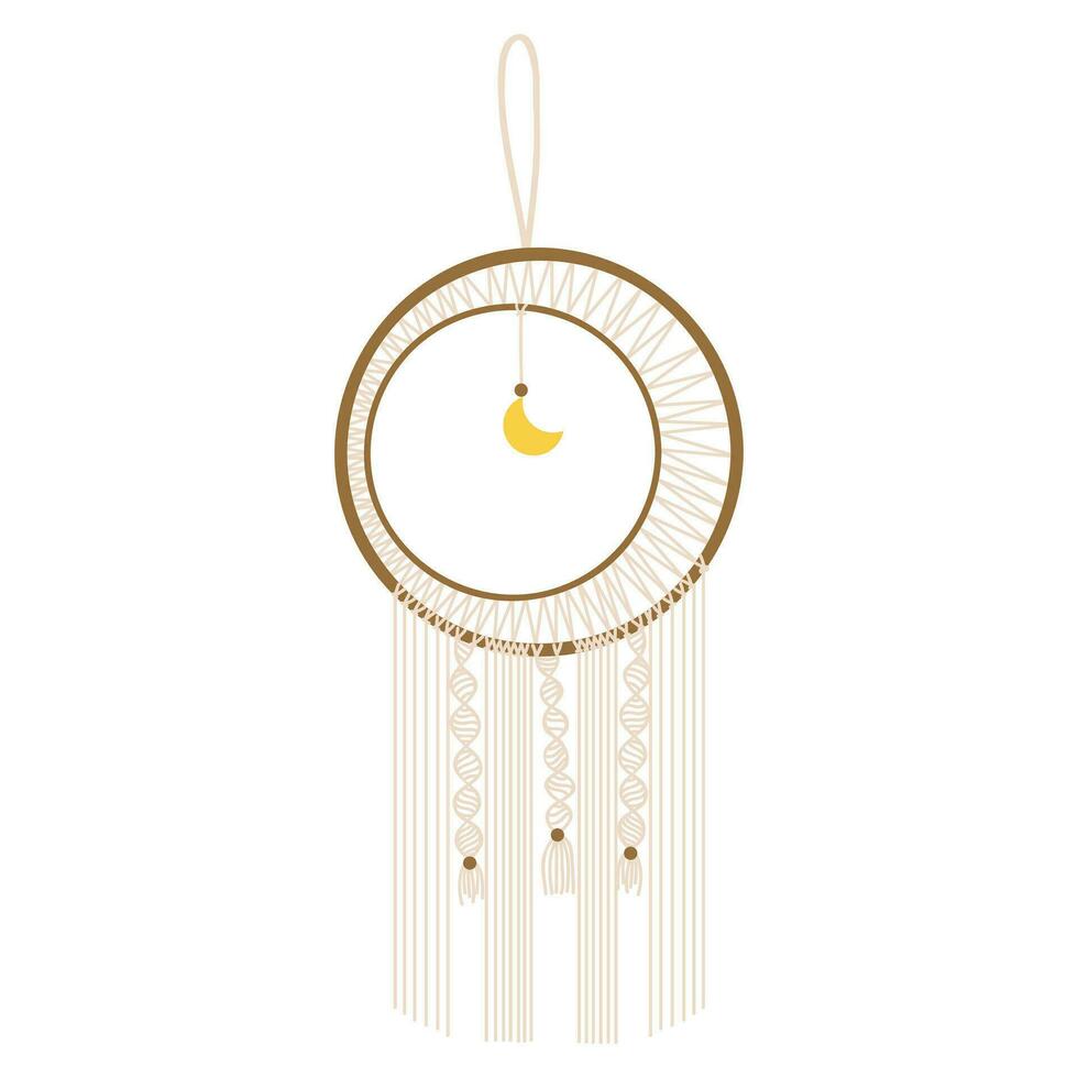 Handmade Macrame Wall Hanging Design Illustration. Macrame Wall Hangings Of Elegant Handmade Home Decoration Made Of Cotton Cord Isolated In White vector