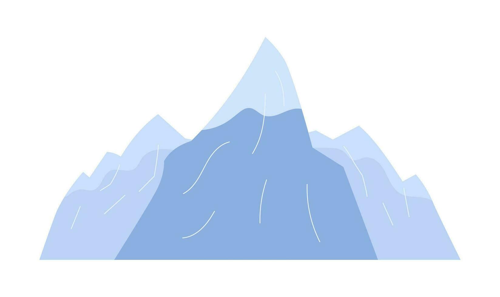 nieve cubierto montaña semi plano color vector objeto. naturaleza. montaña pendiente. editable dibujos animados acortar Arte icono en blanco antecedentes. sencillo Mancha ilustración para web gráfico diseño