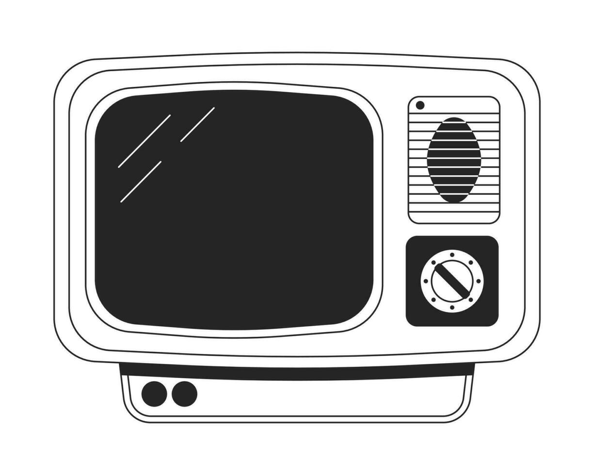 Clásico televisión plano monocromo aislado vector objeto. roto. editable negro y blanco línea Arte dibujo. sencillo contorno Mancha ilustración para web gráfico diseño