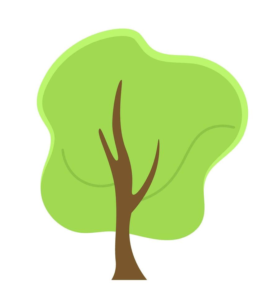 Tree semi flat colour vector object. Editable cartoon clip art icon on white background. Simple spot illustration for web graphic design