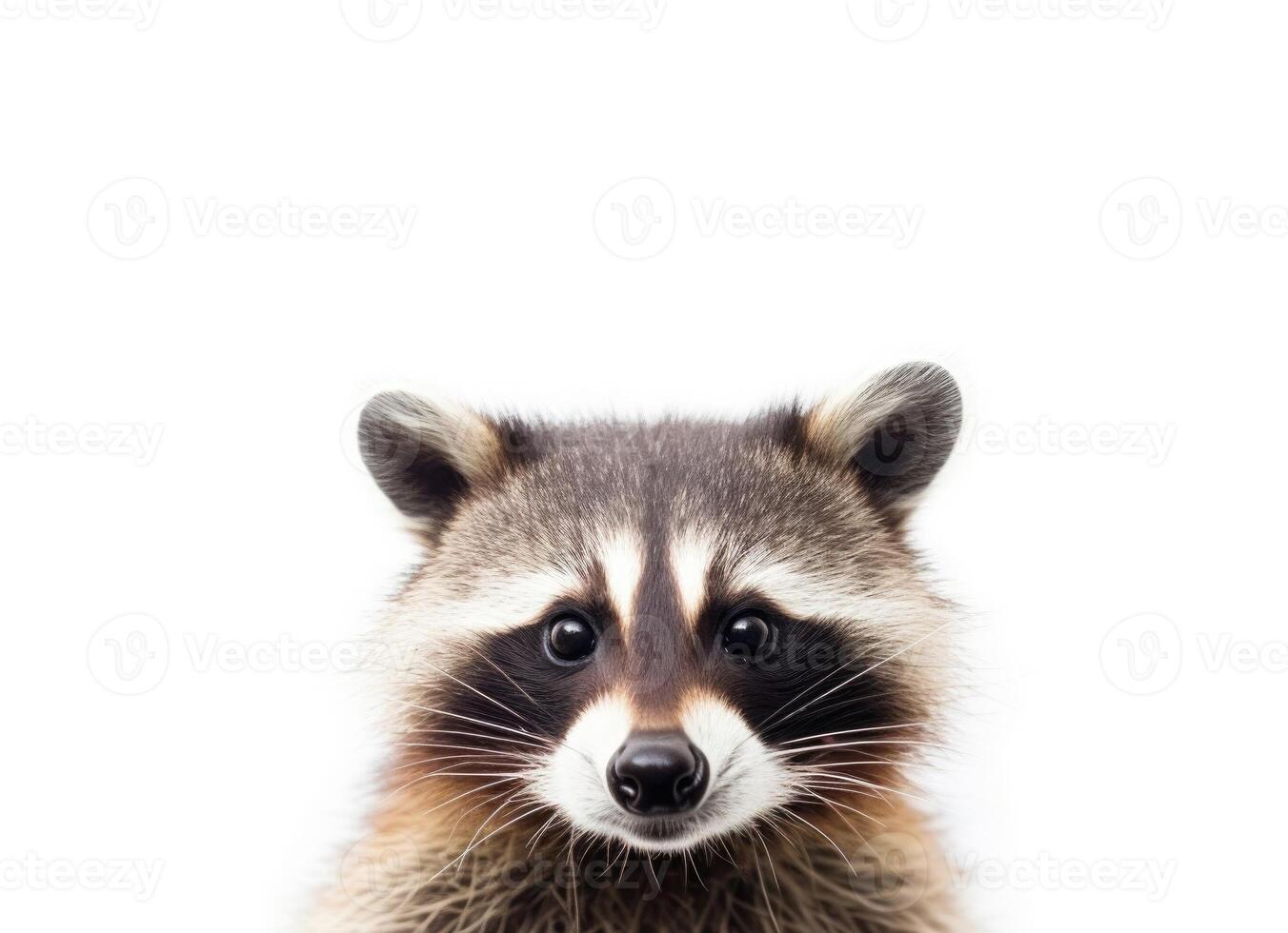 Raccoon isolated on white background. Generative AI photo