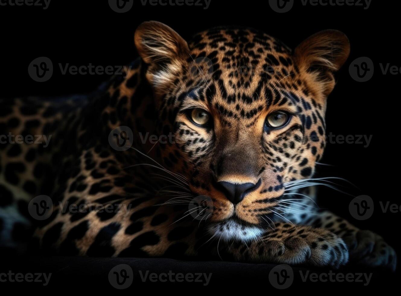 Leopard on black background. photo