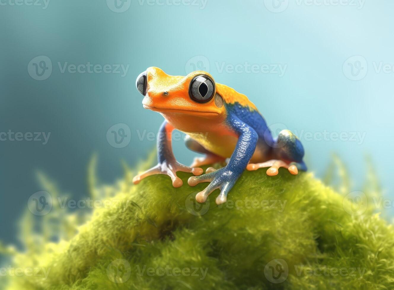 Cute frog on moss. photo