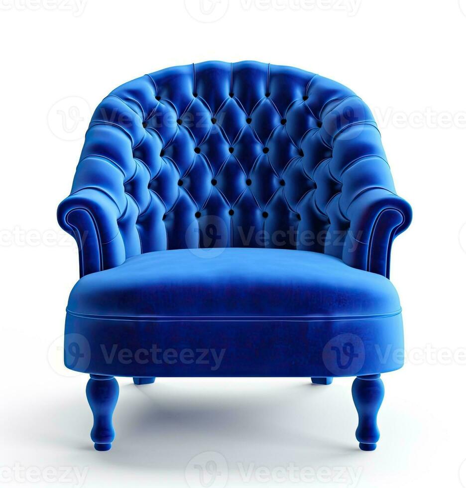 Blue chair isolated on white background. Generative AI photo