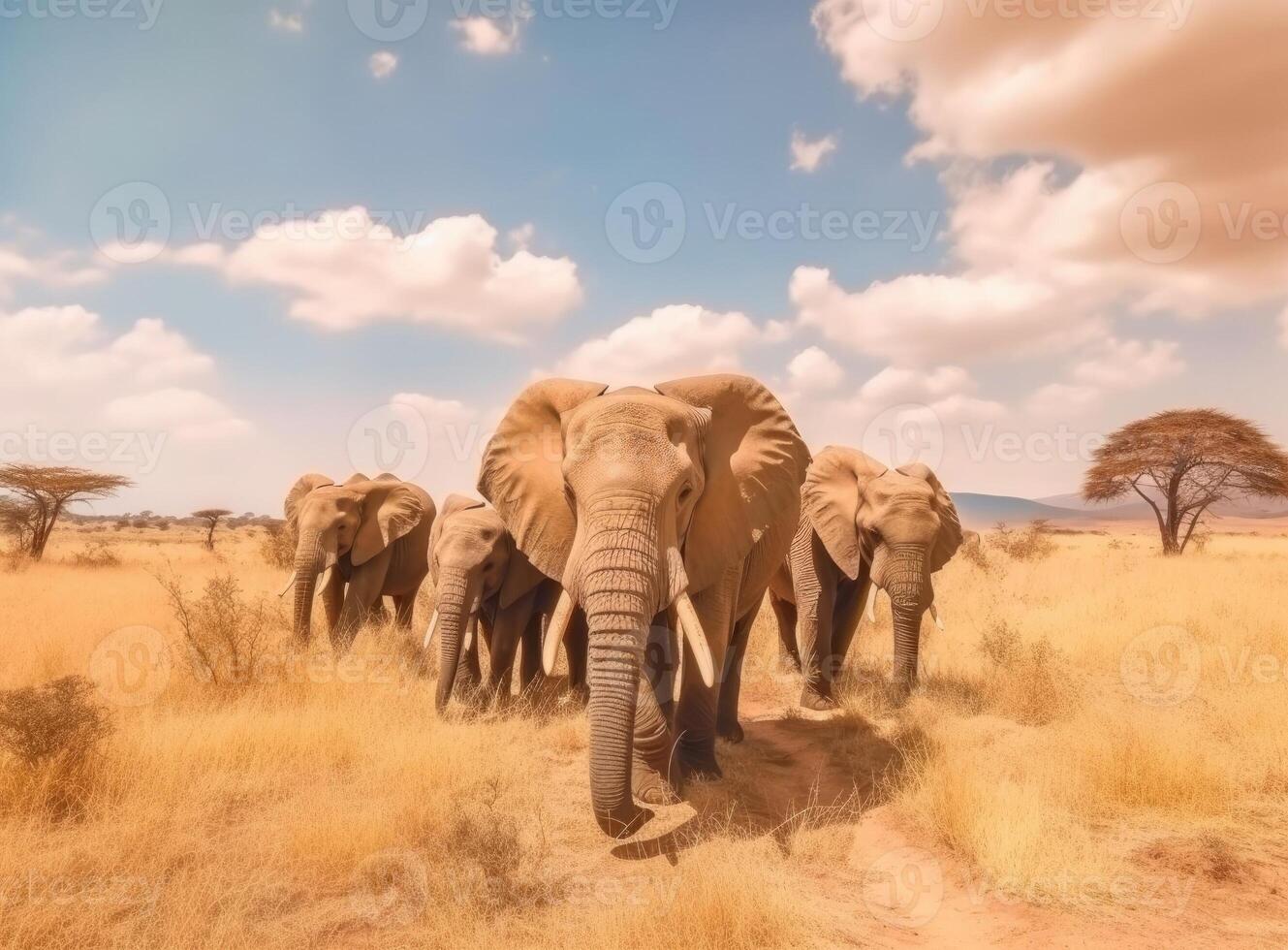 Elephant standing in front of intense sunset. . photo