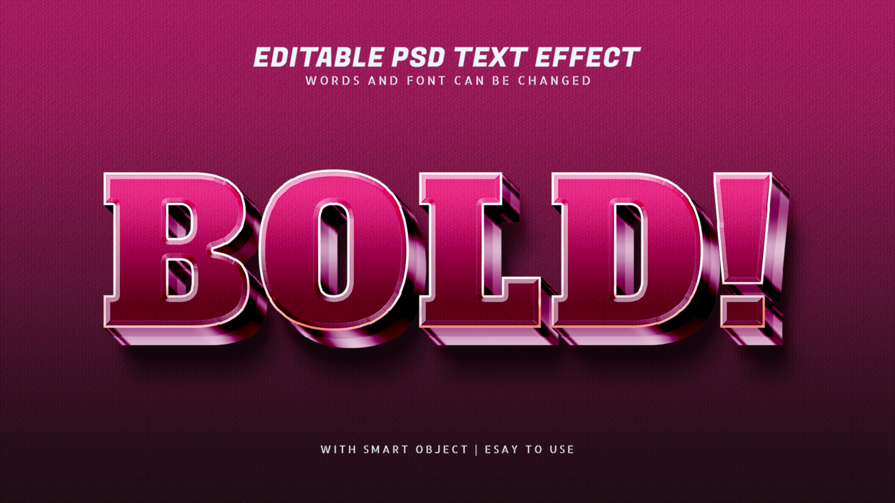 Bold 3d text effect editable psd