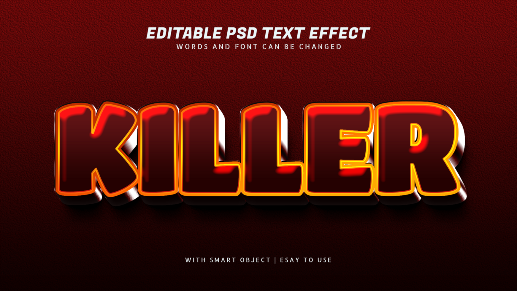 Killer 3d red text effect editable psd