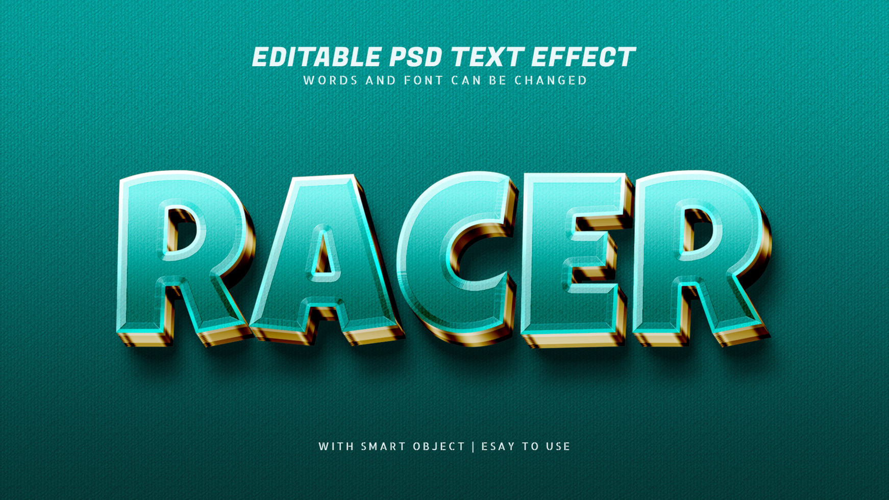 Racer 3d blue text effect editable psd