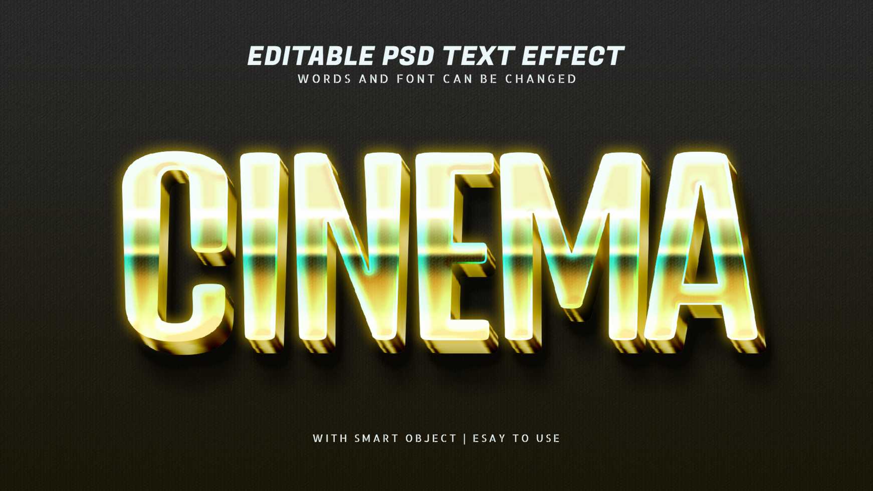 Cinema 3d glow text effect editable psd