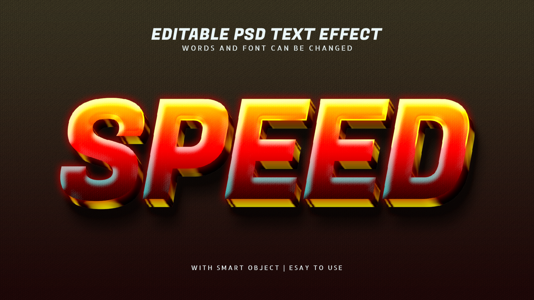 Speed 3d glow text effect editable psd