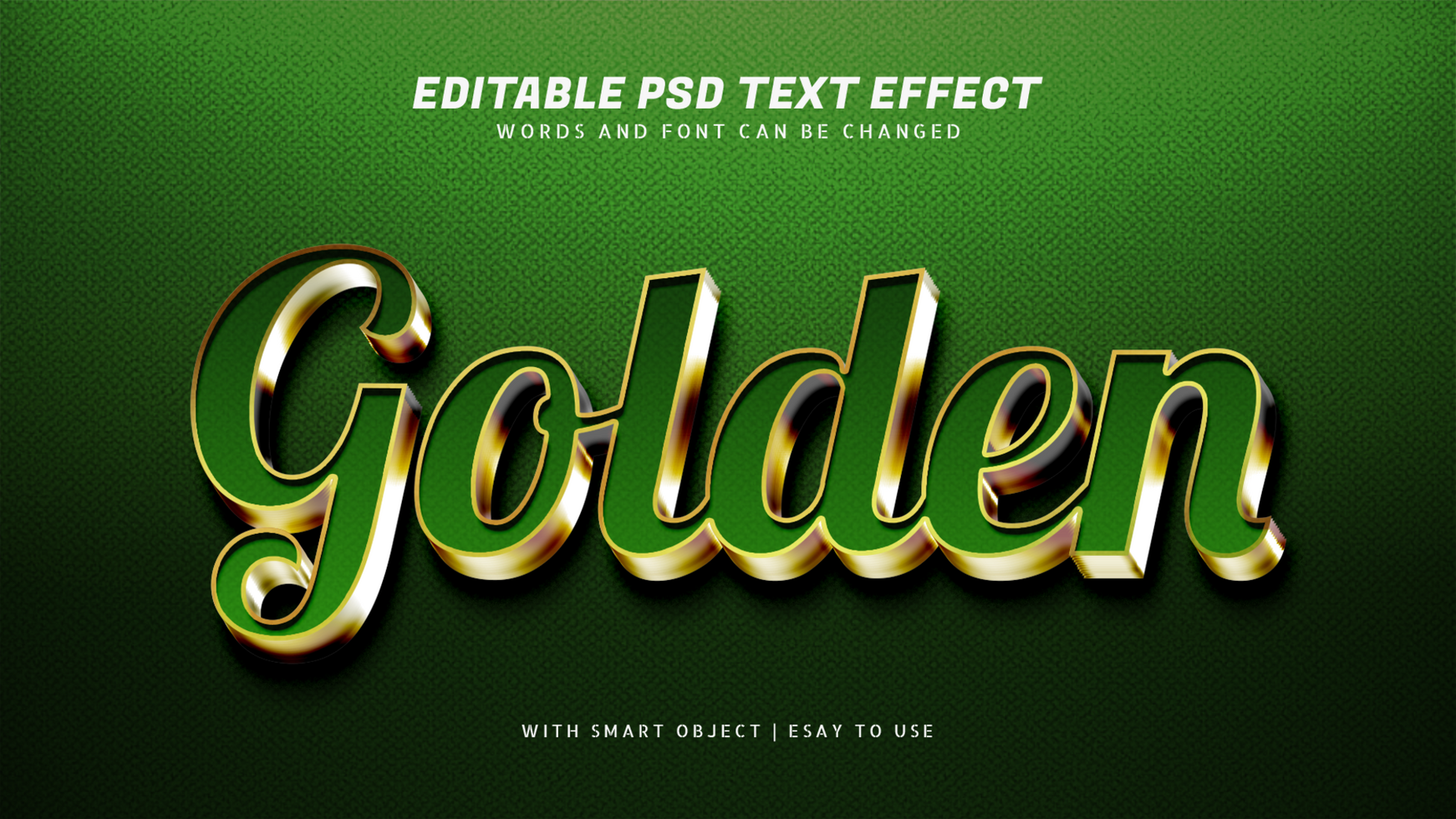 Green gold 3d style text effect psd