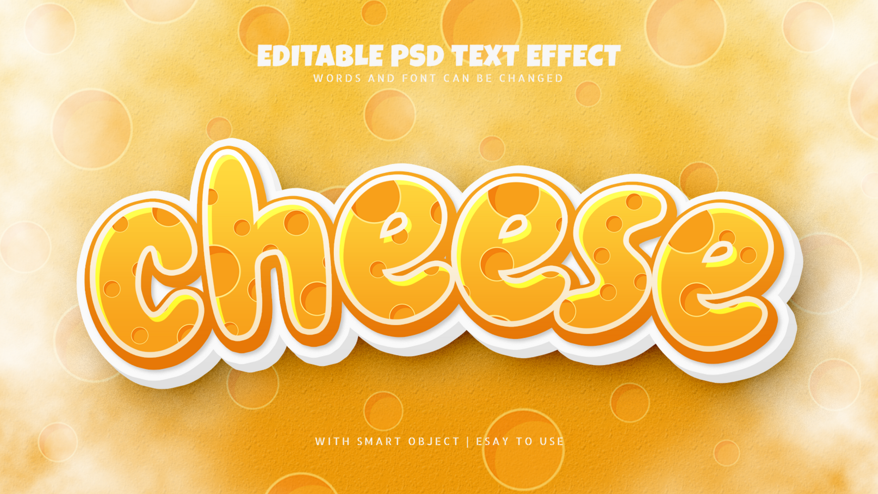 Cheese 3d cartoon style text effect editable psd