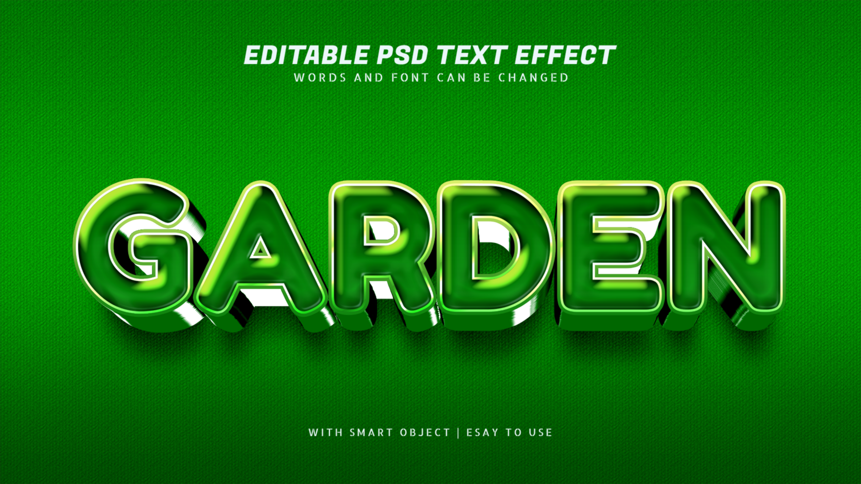 Garden 3d green text effect editable psd