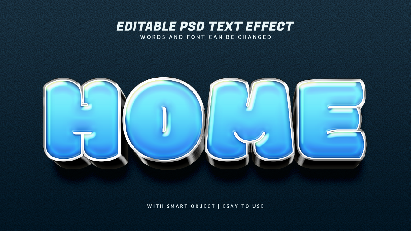 Home 3d blue text effect editable psd