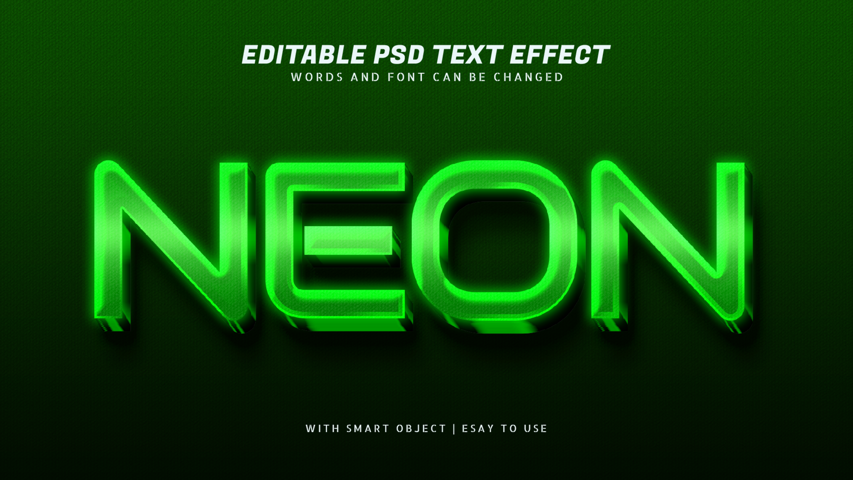 Green 3d neon text effect editable psd