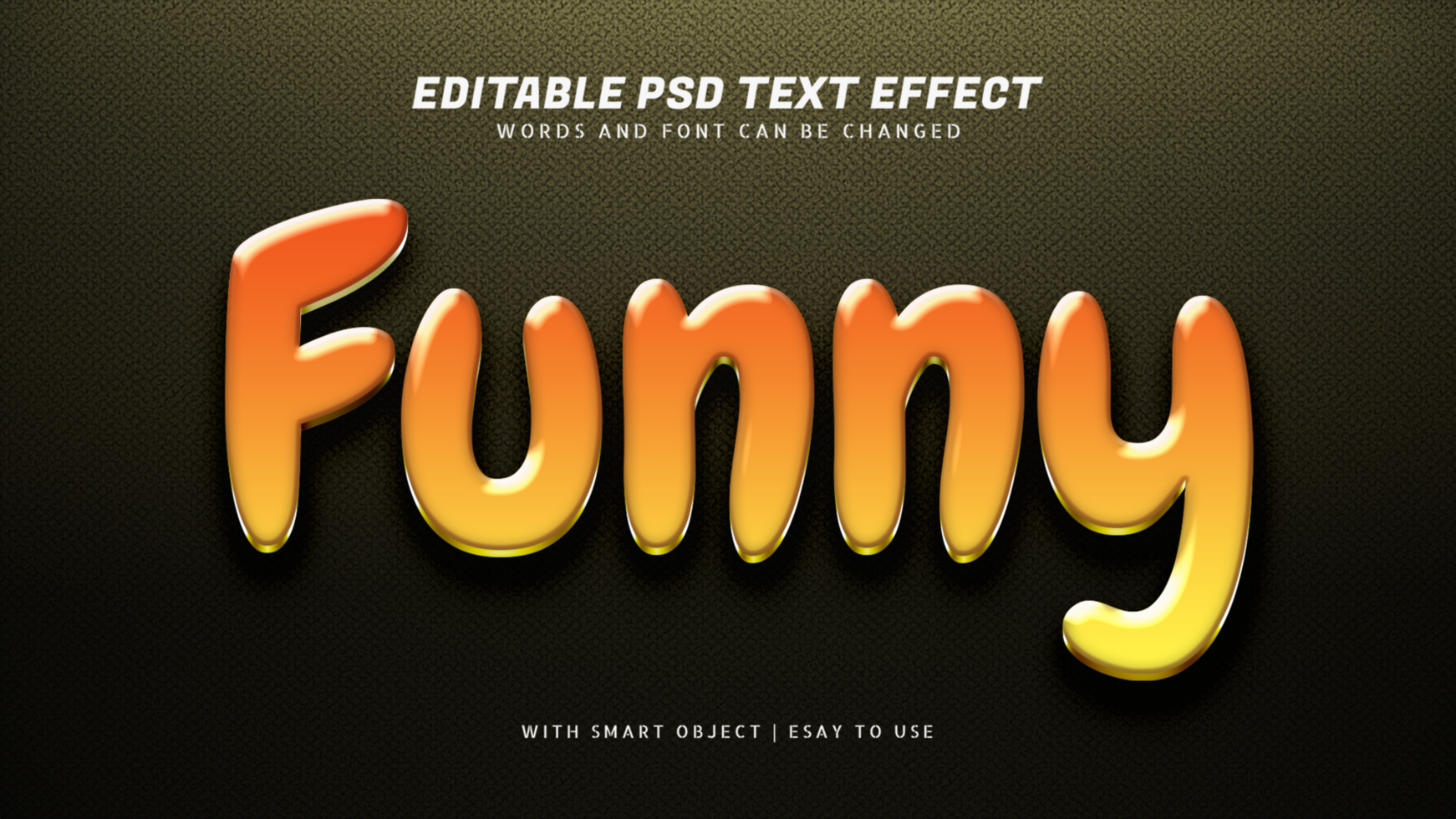 Funny yellow text effect editable psd