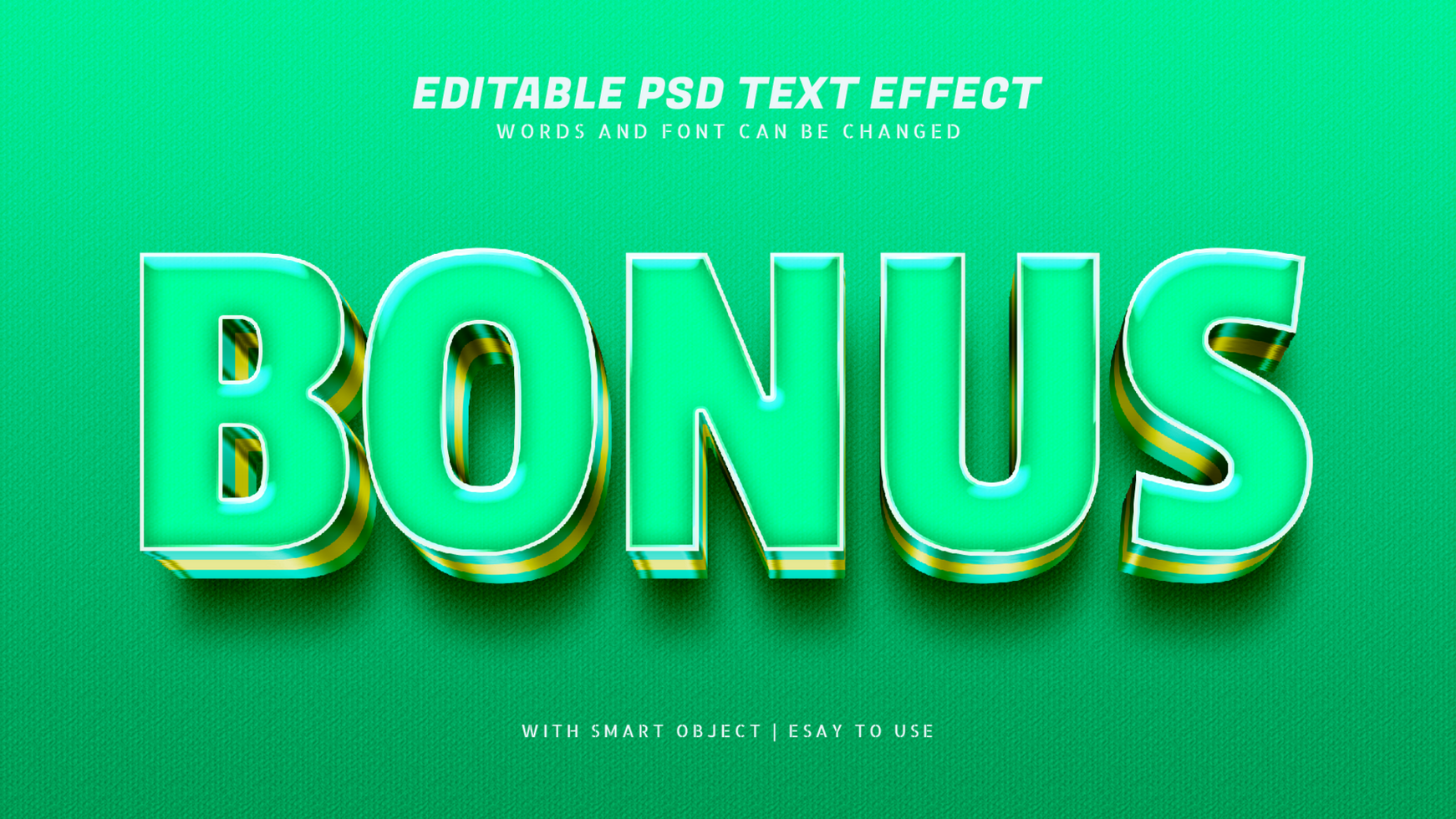 Bonus 3d green text effect editable psd