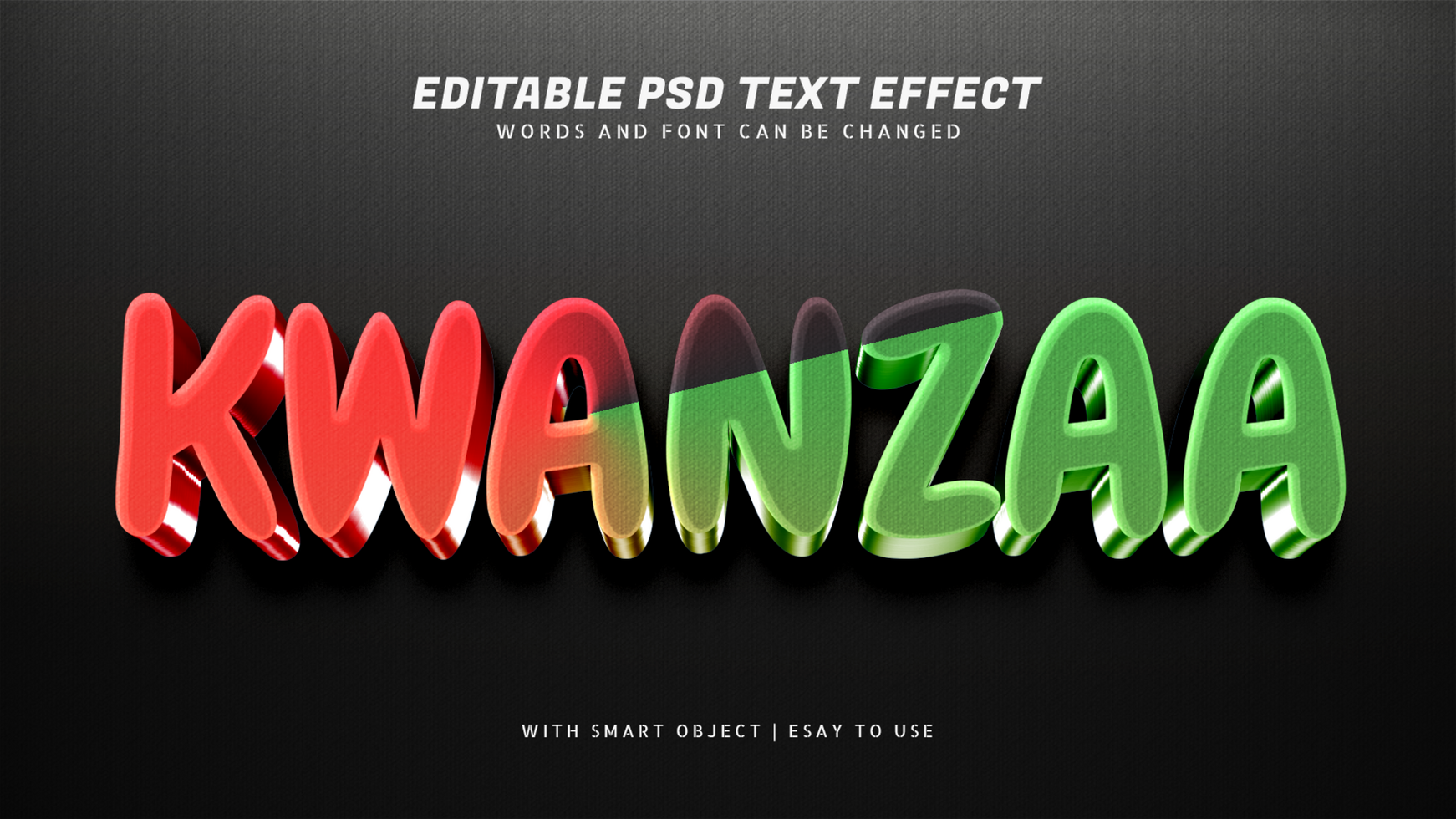 Kwanzaa 3d text effect editable psd