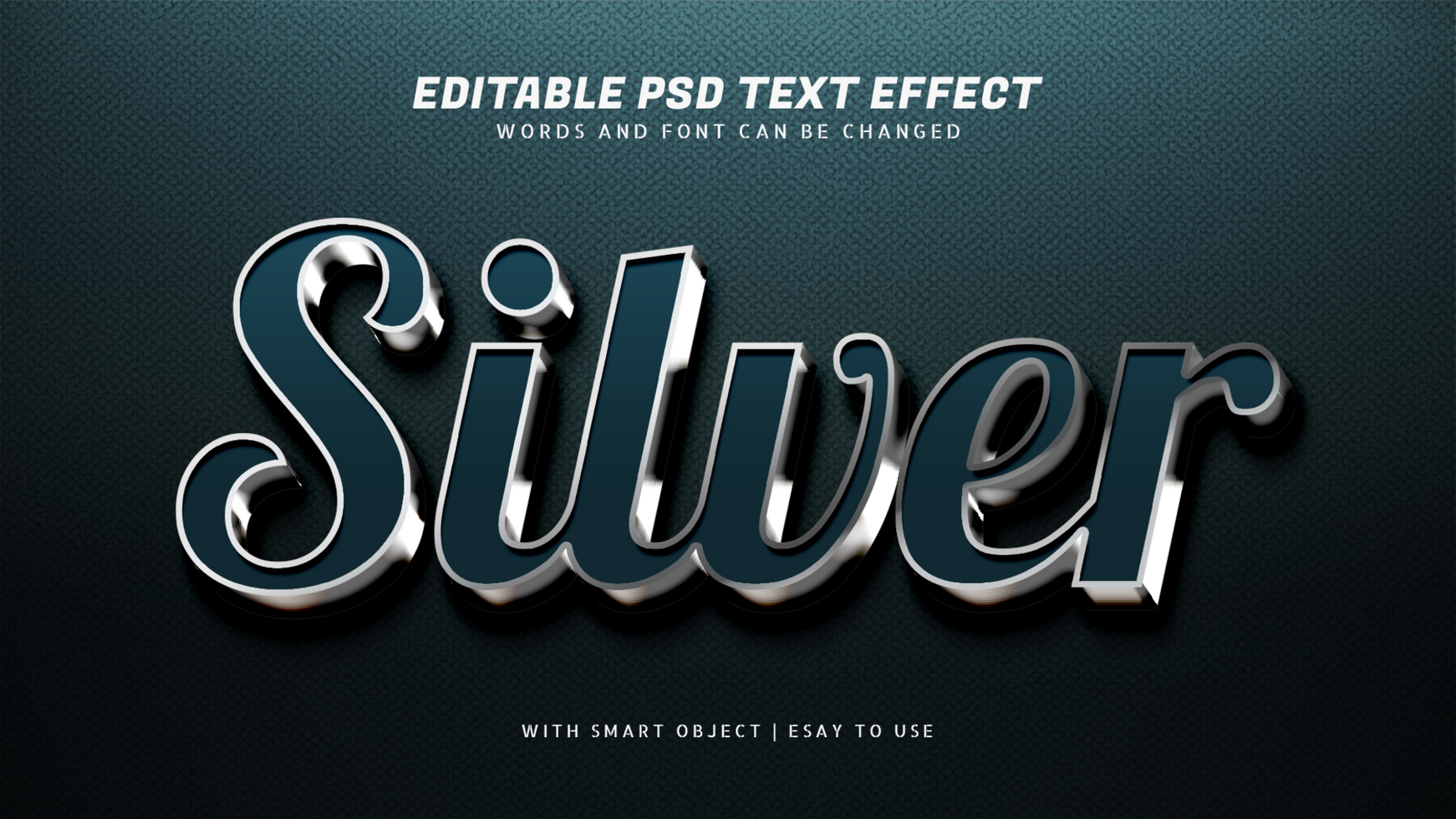 blu argento 3d testo effetto modificabile psd