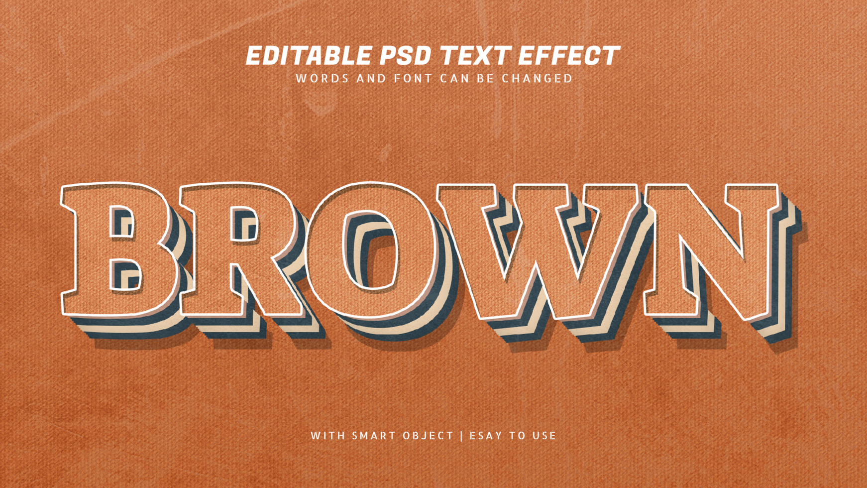 Brown 3d retro style text effect psd
