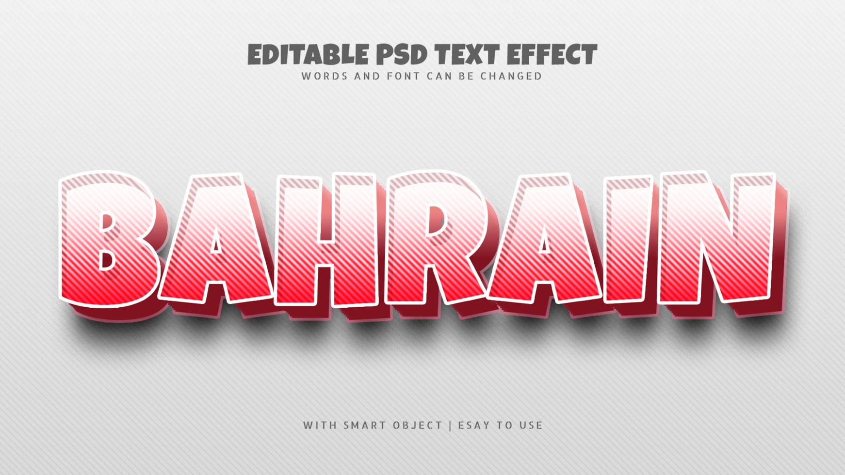 bahrain 3d texto efeito editável psd