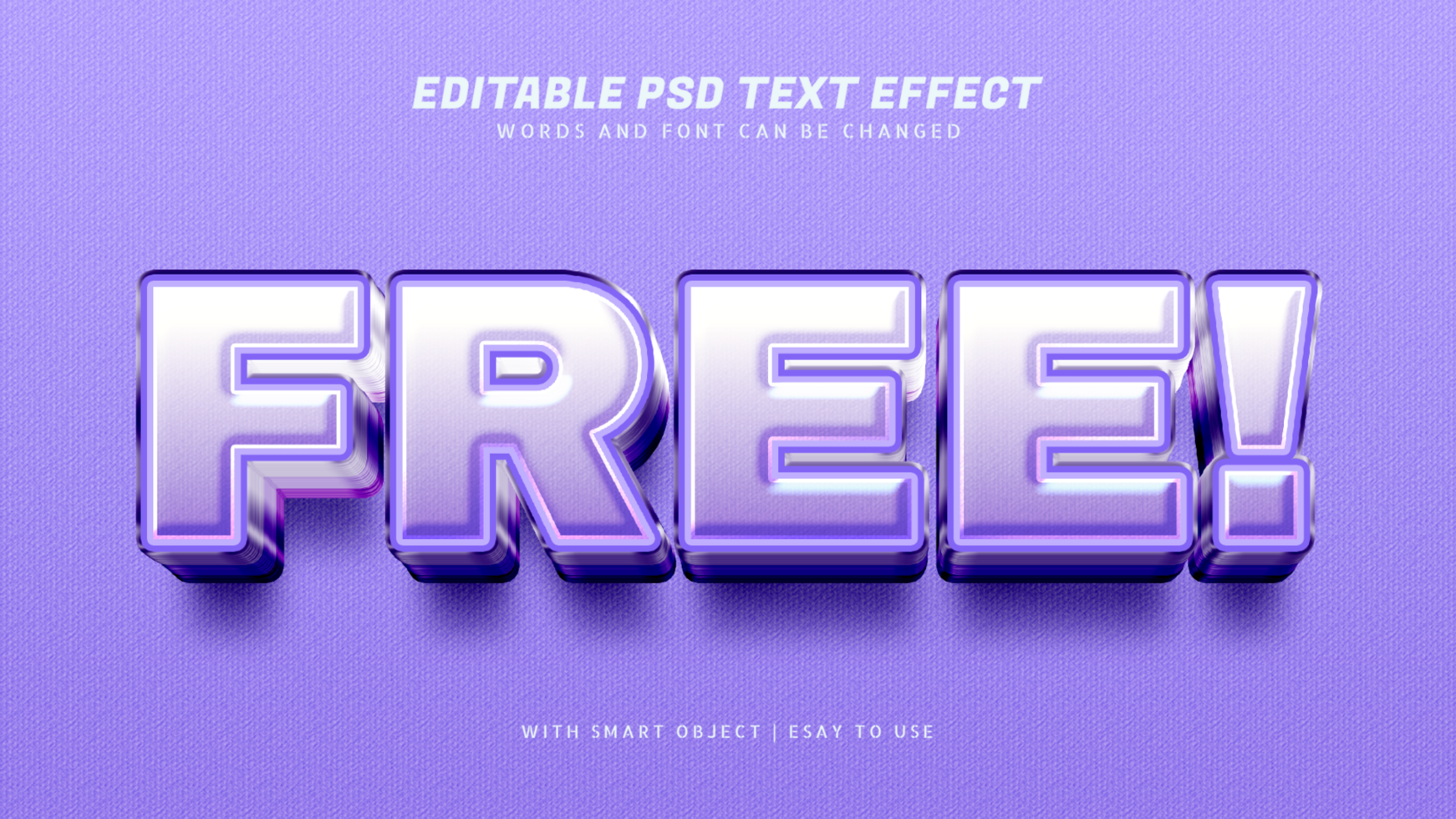 Free 3d purple text effect editable psd
