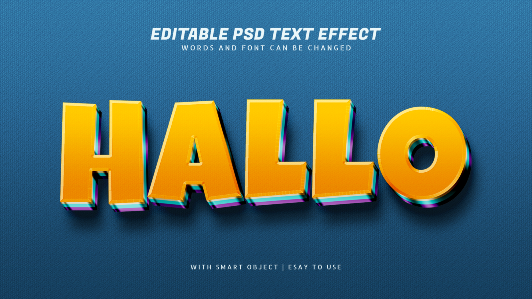 Hallo 3d orange text effect editable psd