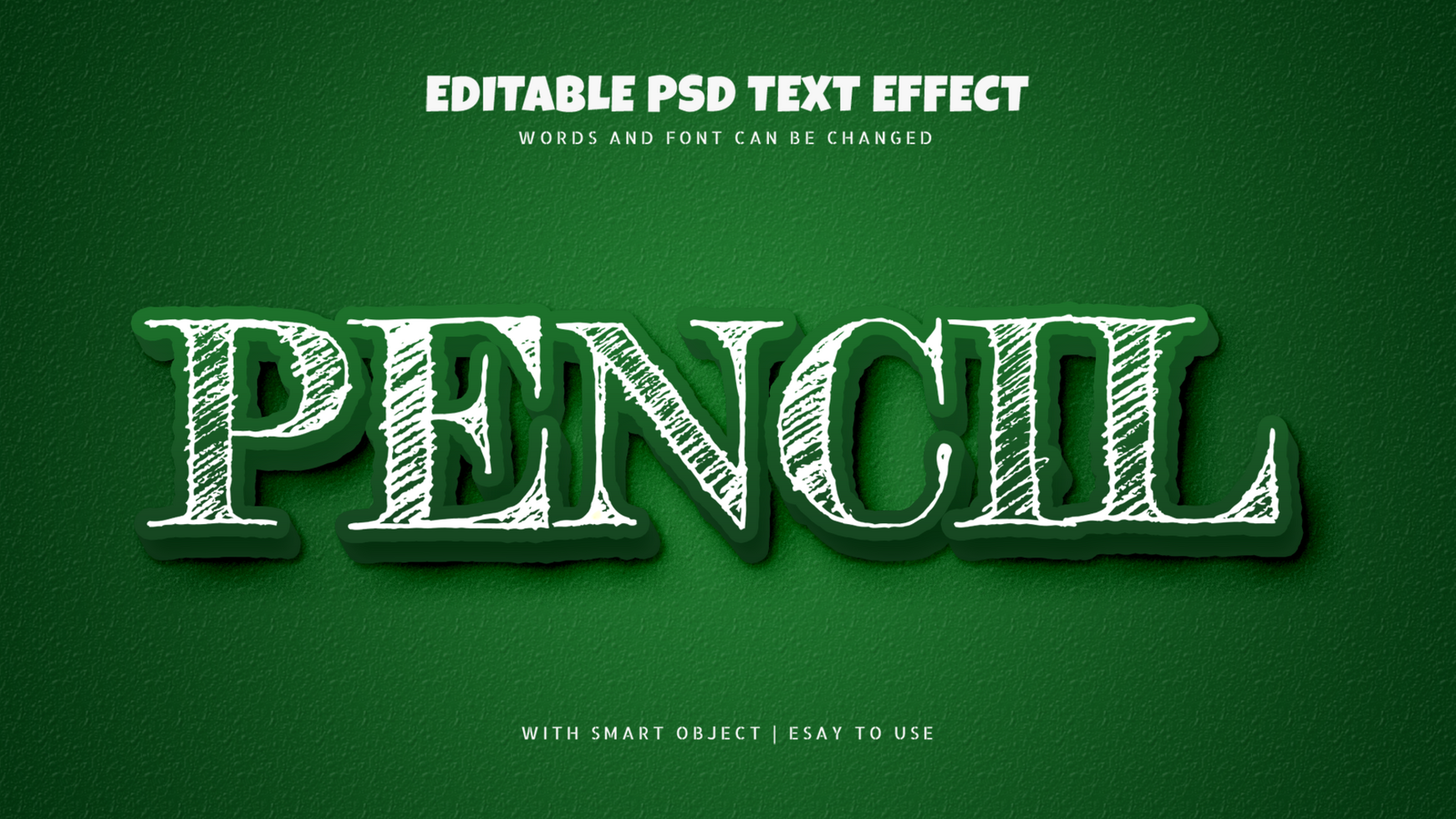 Pencil 3d text effect editable on green background psd