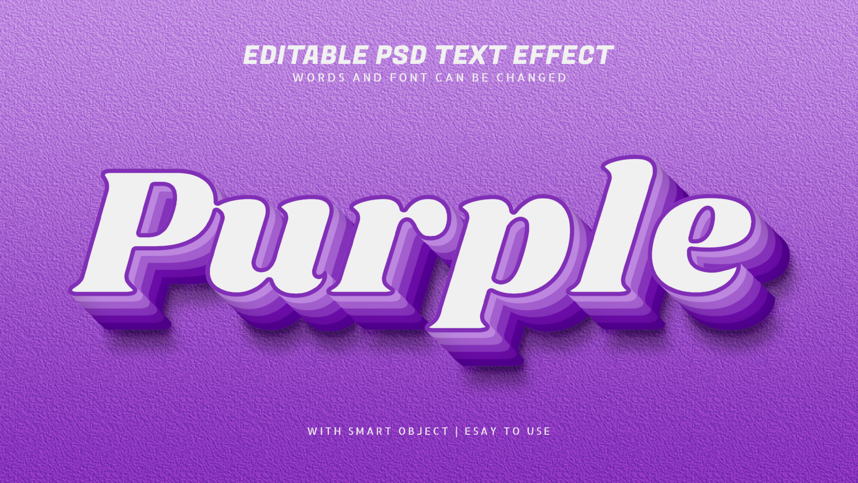 Purple 3d style text effect editable psd