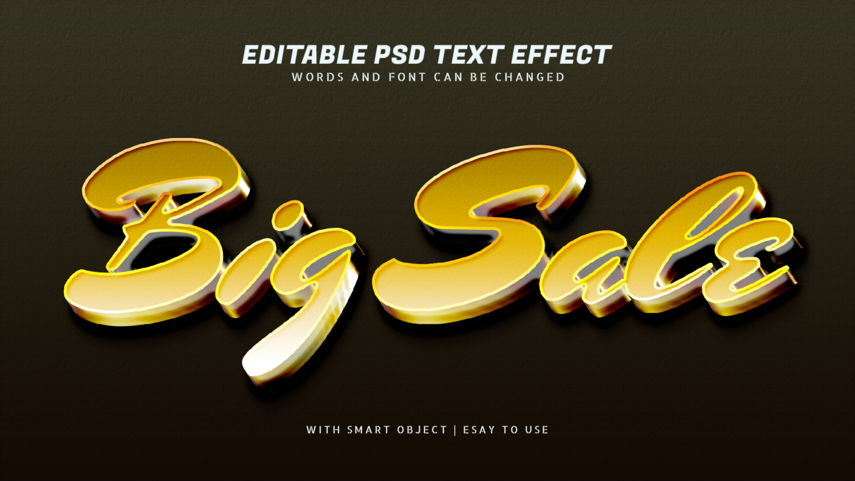 Big sale 3d gold text effect editable psd