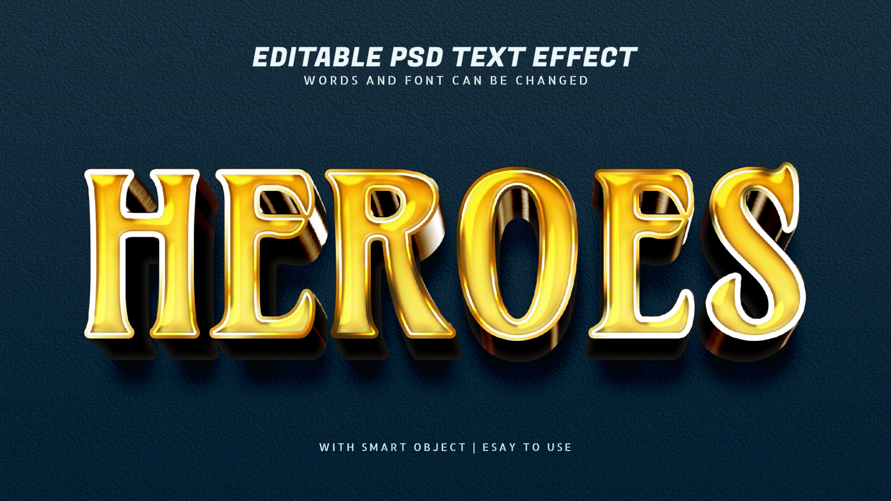 Heroes 3d yellow text effect editable psd